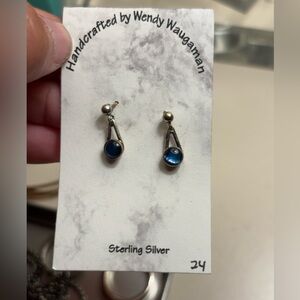 Handcrafted Sterling Silver Blue Stone Drop Earrings by Wendy Waugaman